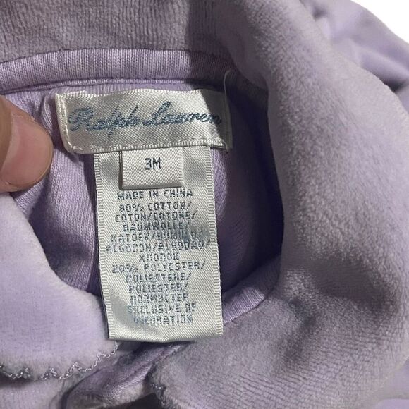 Ralph Lauren Light Purple Collared Fuzzy Footie Pajama One Piece - Size 3 months - Picture 4 of 6